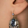 Art Deco Ovale Oorbellen In Blauw-Lovely Store