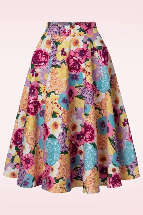 Bloemen Swingrok In Roze-Banned Retro New