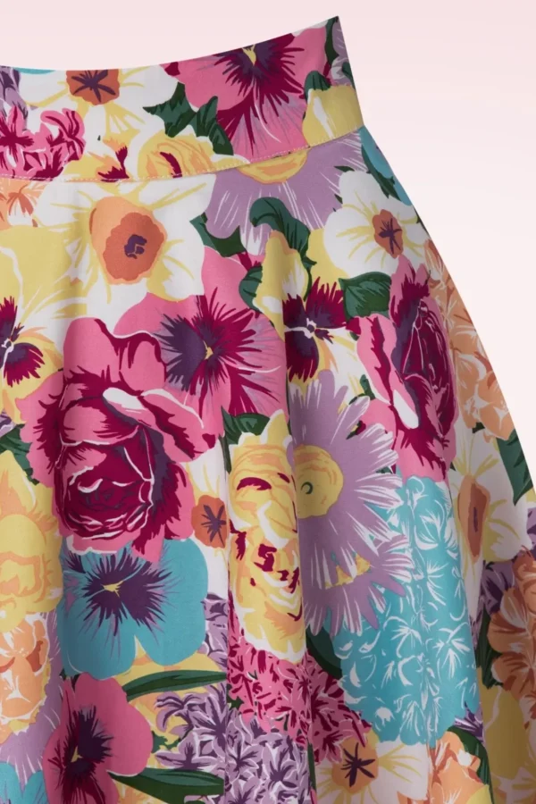 Bloemen Swingrok In Roze-Banned Retro New