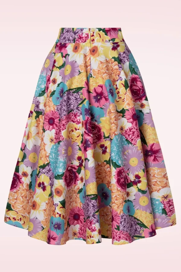 Bloemen Swingrok In Roze-Banned Retro New