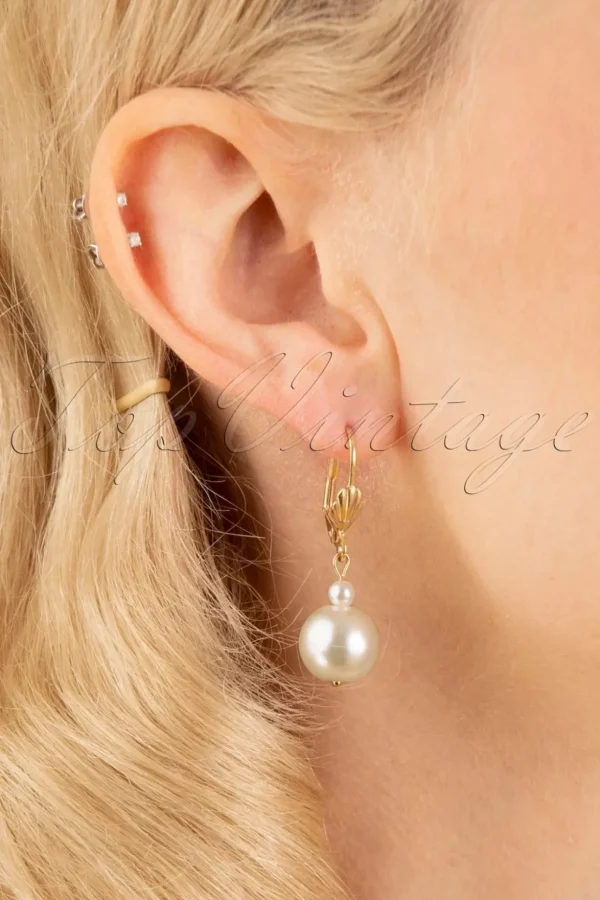 Champagne Parel Oorbellen In Goud En Ivoor-Sweet Cherry Flash Sale