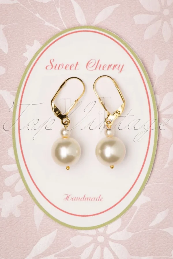 Champagne Parel Oorbellen In Goud En Ivoor-Sweet Cherry Flash Sale