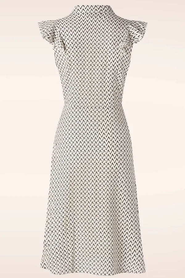 Crepe Flare Jurk In Creme-Vixen Store