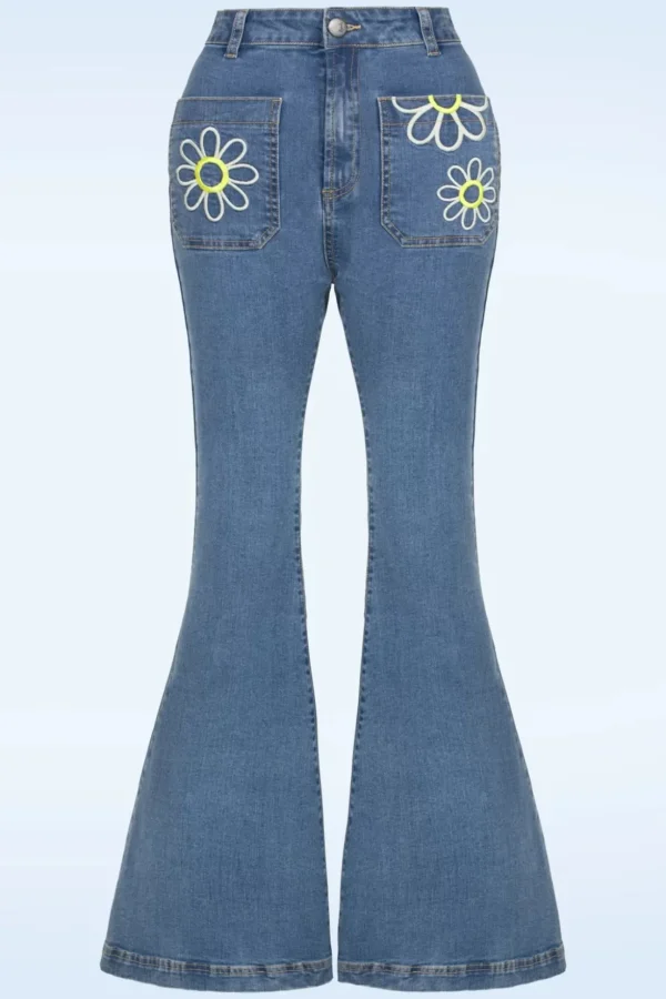 Daisy Flower Power Jeans In Licht Blauw-Bunny Flash Sale