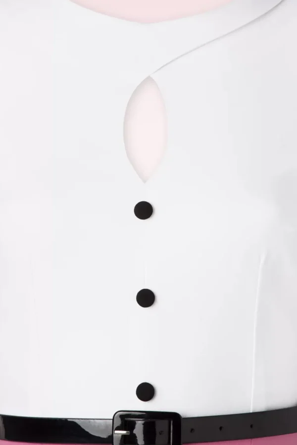 De Sienna Pencil Jurk In Flamingoroze En Wit-Glamour Bunny Best