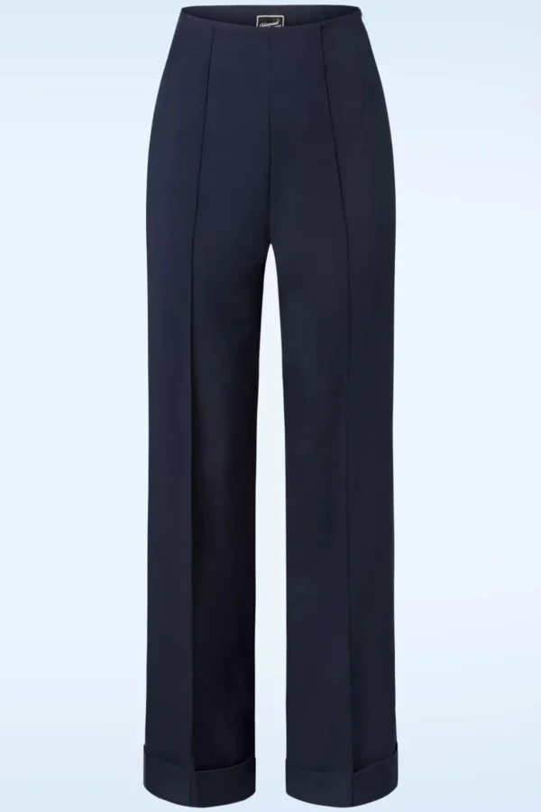 Diadora Wijde Pantalon In Marineblauw-Glamour Bunny Business Babe Sale