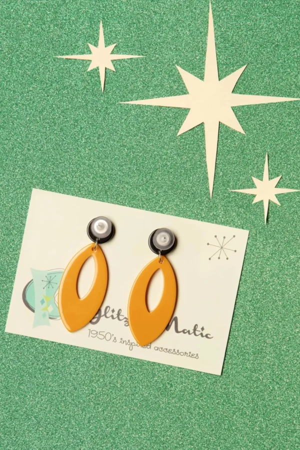 Ellips Hanger Oorbellen In Mosterd-Glitz-o-Matic Best