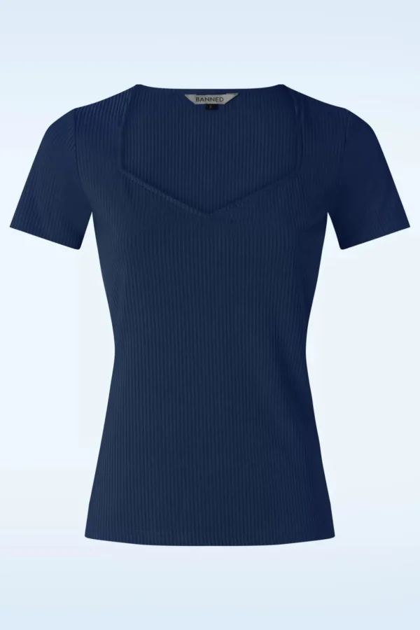 Fara Top In Marineblauw-Banned Retro Online