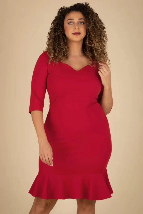 Gemma Pencil Jurk In Rood-Vintage Chic for Topvintage Cheap