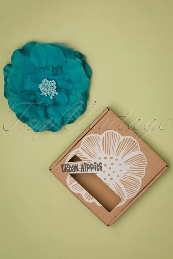 Grote Bloemcorsage In Turkoois-Urban Hippies Cheap