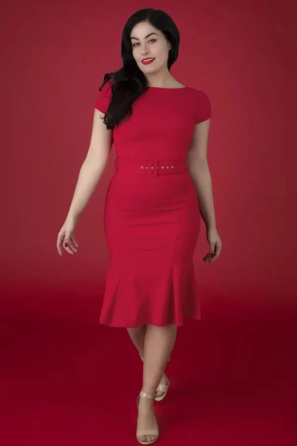 Gwen Pencil Dress In Red-Vintage Chic for Topvintage Hot