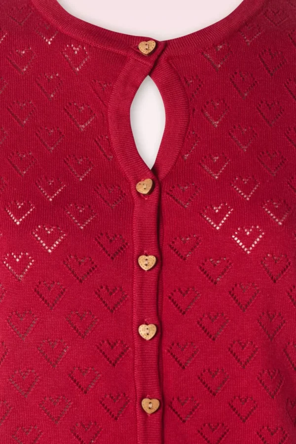 Heart Blooms Cardigan In Rood-Banned Retro Best Sale