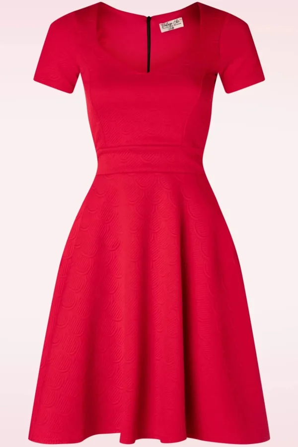 Jenna Jacquard Jurk In Rood-Vintage Chic for Topvintage Clearance