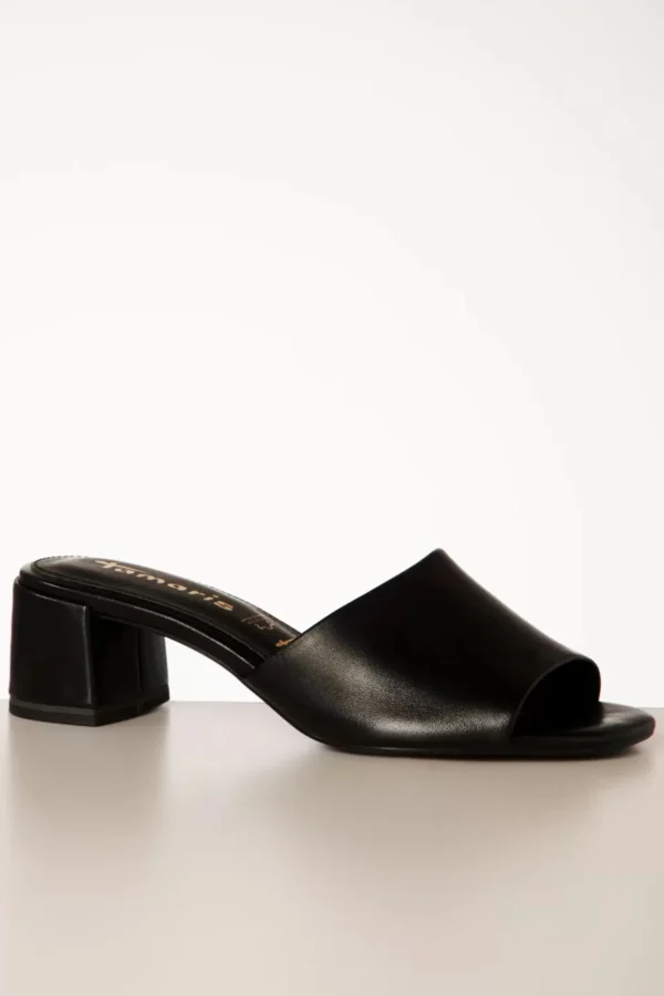 Josie Slip On Muiltjes Van Leder In Zwart-Tamaris Discount