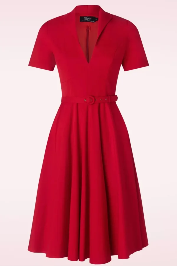 Laura Lee Swing Jurk In Rood-Vintage Diva Sale
