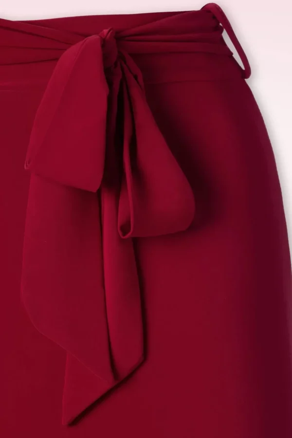 Naomi Ruffle Pencil Rok In Rood-Vintage Chic for Topvintage New