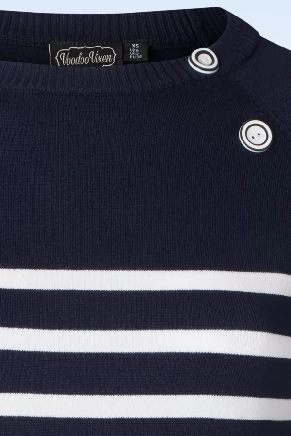 Nautical Stripe Sweater In Marineblauw-Vixen Cheap