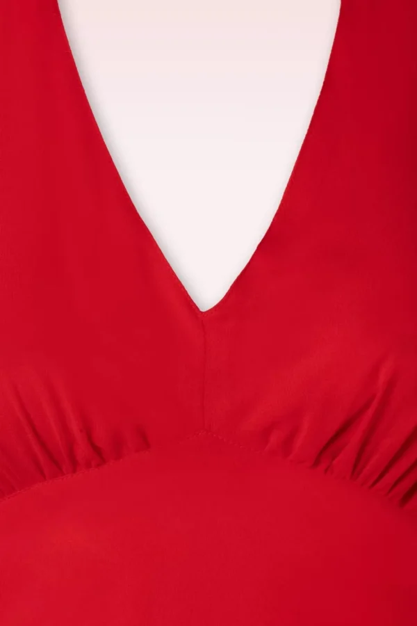 Olive Halter Jurk In Rood-Timeless New