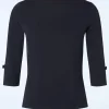 Oonagh-Top In Marineblauw-Banned Retro Sale
