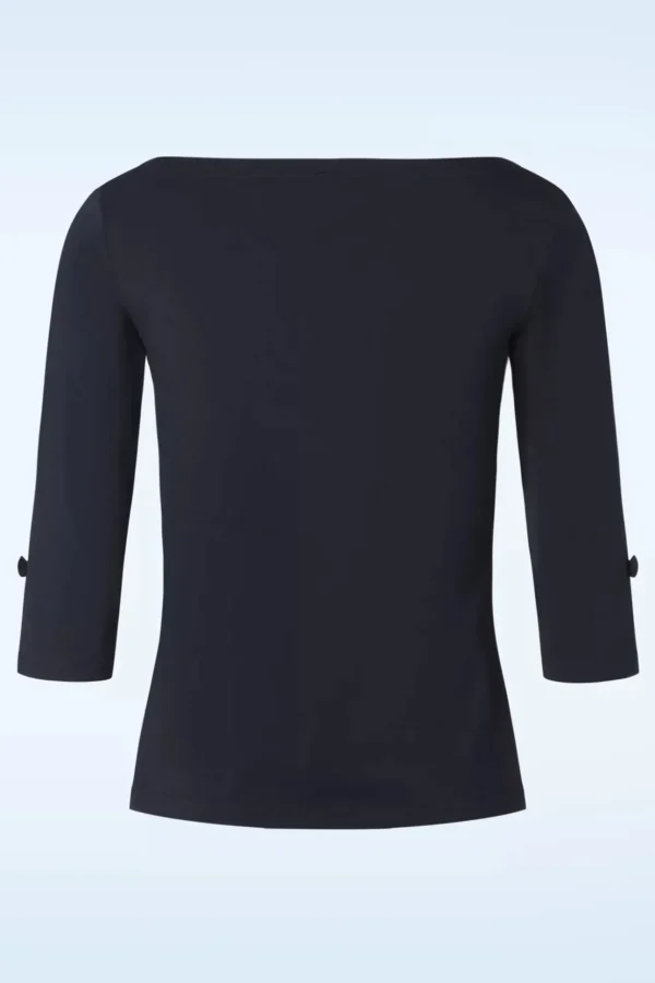 Oonagh-Top In Marineblauw-Banned Retro Sale