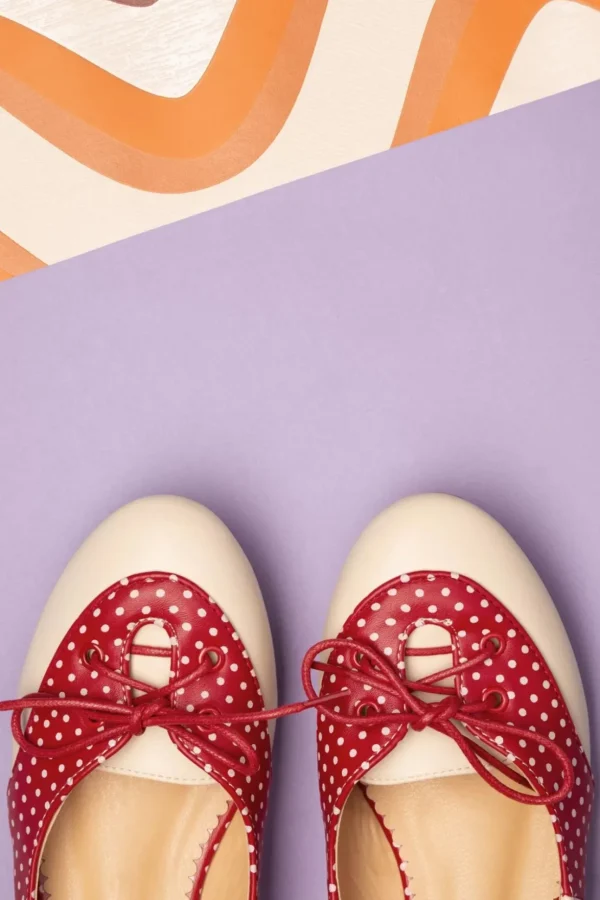 Oxford Isabella Ballerina's In Nude En Rood-Banned Retro Best Sale