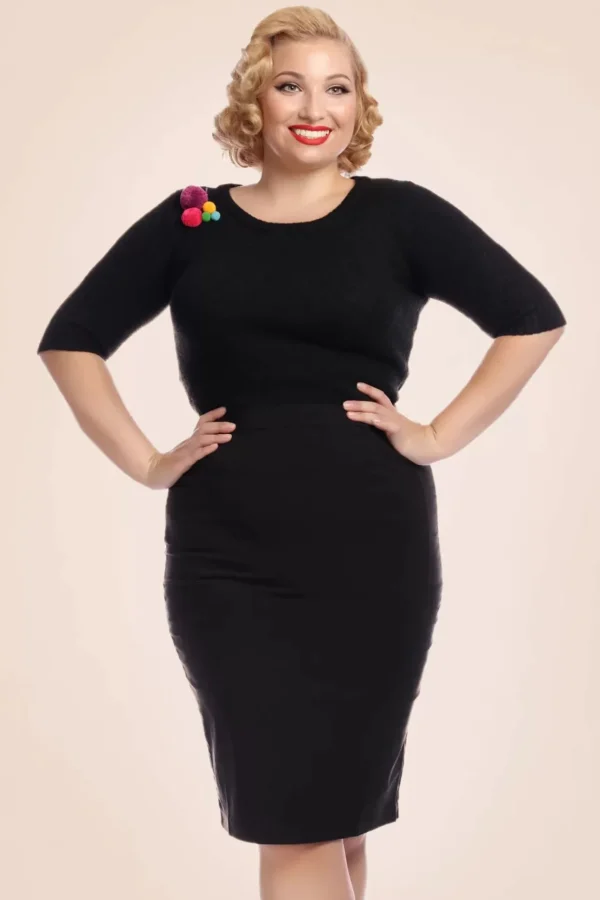 Polly Bengaline Rok In Zwart-Collectif Clothing Cheap