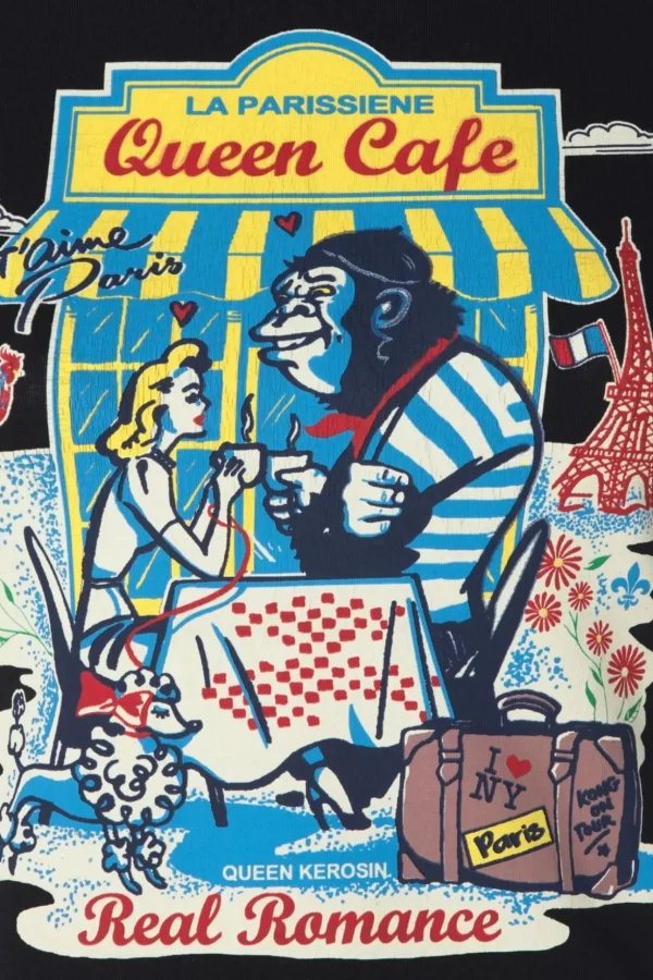Queen Cafe T-Shirt In Zwart-Queen Kerosin Best