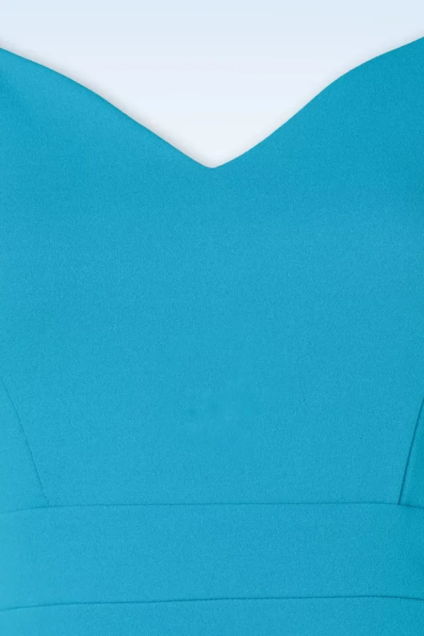 Rachel Pencil Jurk In Aqua Blauw-Vintage Chic for Topvintage Best Sale