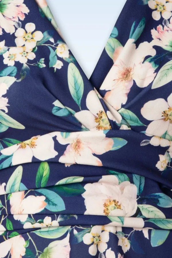 Rinda Floral Maxi Jurk In Marineblauw-Vintage Chic for Topvintage Cheap