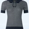 Scallop Stripe Top In Marineblauw-Vixen Best