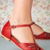 Singapore T-Strap Ballerina's Flats In Rood-Charlie Stone Best