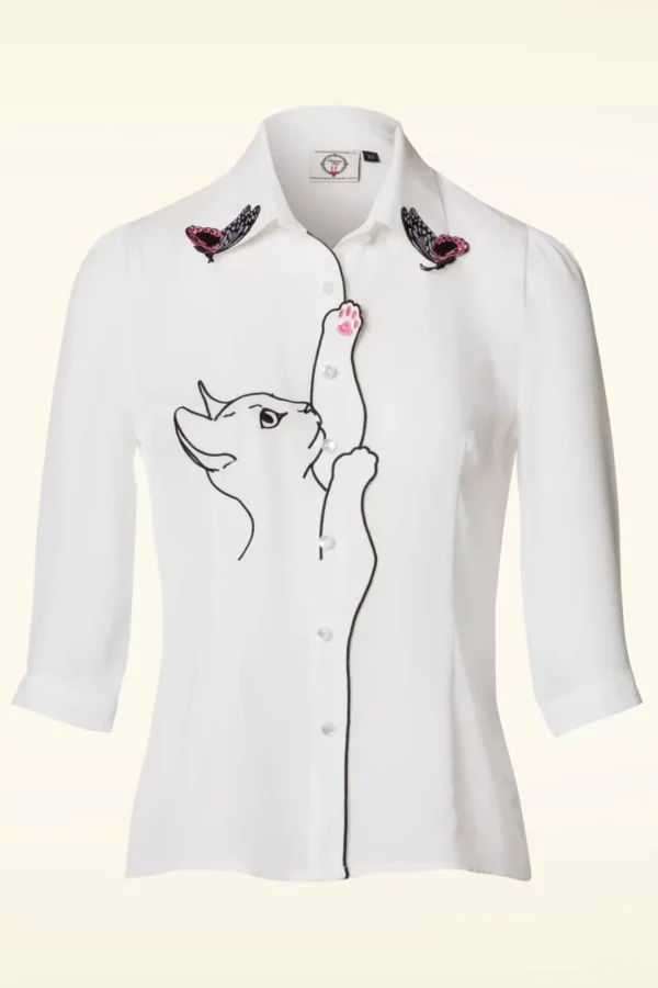 Snow Bird Blouse In Ivoorwit-Banned Retro Cheap