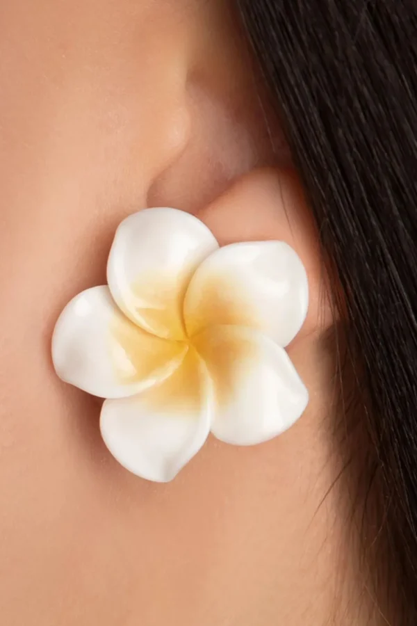 Tropical Summer Flower Stud Oorbellen In Wit-Glitz-o-Matic Best