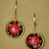 Vergulde Oorbellen Met Gedroogde Bloemen In Rood-Urban Hippies New