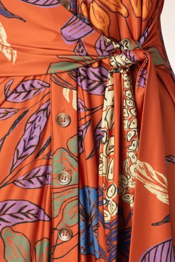Veronica Midi Jurk In Oranje-K-Design Discount