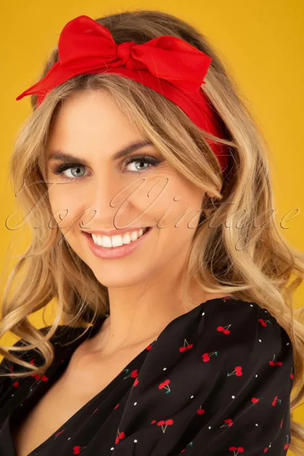 Vintage Retro Haarsjaal In Rood-ZaZoo Discount